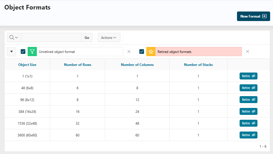 Object formats list screenshot Object formats list